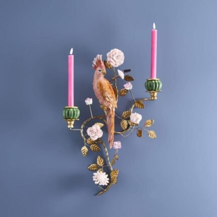 WALL CANDLEHOLDER PARROT HAND-PAINTED