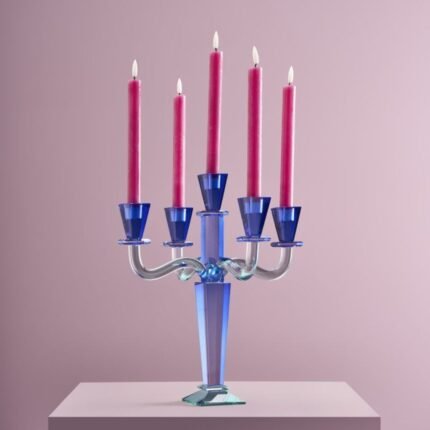 CRYSTAL CANDELABRUM 5-ARM BLUE