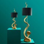 Floor Lamp Snake Cobra Kaara Gold-Black