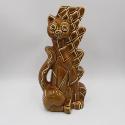 MID CENTURY PATCHWORK QUILT CAT LAMP BASE