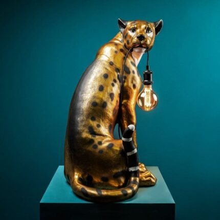 Floor Lamp Leopard Leopold Gold-Black Handpainted