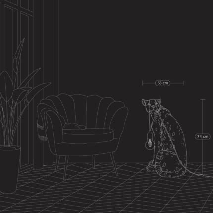 Floor Lamp Leopard Leopold Gold-Black Handpainted