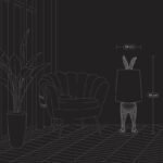 Floor Lamp Rabbit Hiding Silver-Black