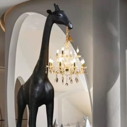 UNIQUE GIRAFFE SCULPTURE NOVELTY FLOOR LAMP 105 BLACK