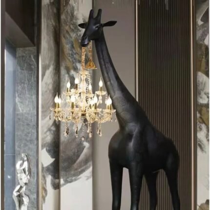 UNIQUE GIRAFFE SCULPTURE NOVELTY FLOOR LAMP 105 BLACK