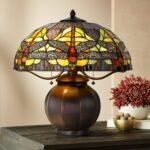 DRAGON FLY TIFFANY STYLE GLASS ACCENT LAMP