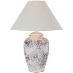 WHITE WASHED RUSTIC SOUTHWEST STYLE LED TABLE LAMP