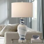 WHITE AND BLUE PORCELAIN TABLE LAMP