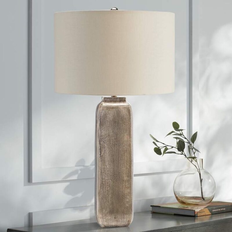 MORSE OXIDIZED NICKEL ALUMINUM TABLE LAMP