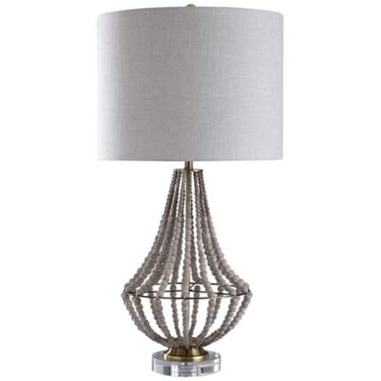 AURORA NATURAL WOOD BEADS CAGE TABLE LAMP