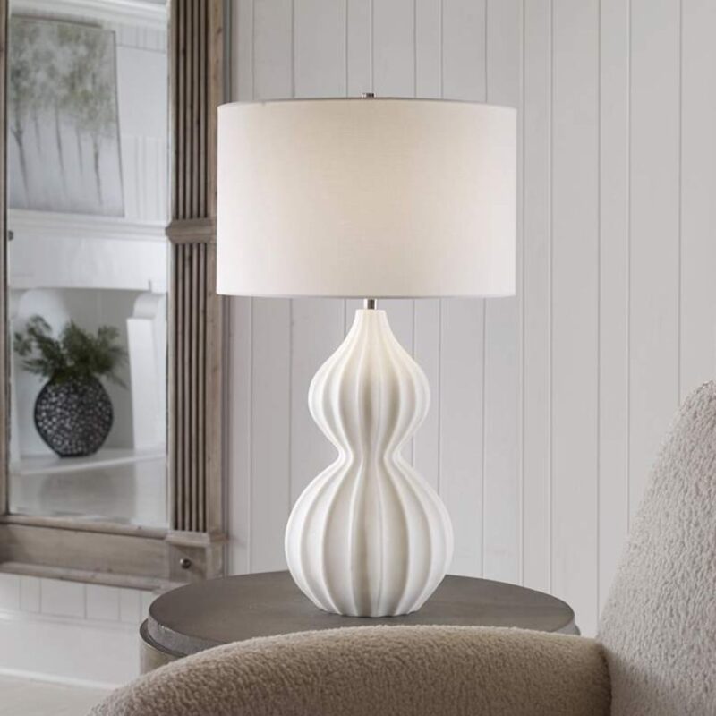 HIGH WHITE MARBLE GOURD TABLE LAMP