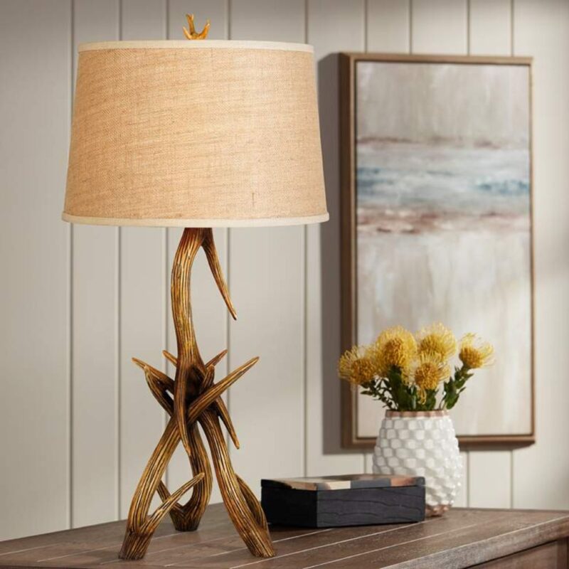 RUSTIC DEER ANTLER TABLE LAMP