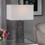 METALLIC CHARCOAL GLAZE CERAMIC TABLE LAMP