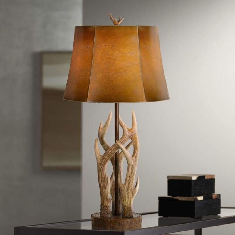 DEER ANTLER RUSTIC WESTERN TABLE LAMP