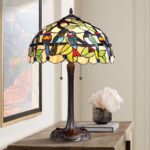 WOODLAND BIRDS TIFFANY STYLE TABLE LAMP