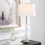 MODERN TEXTURED WHITE CERAMIC TABLE LAMP