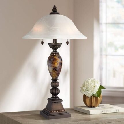 MARBLE ALABASTER GLASS TABLE LAMP