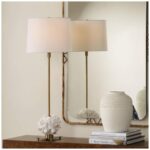 IVORY AND BRASS BUFFET LAMP