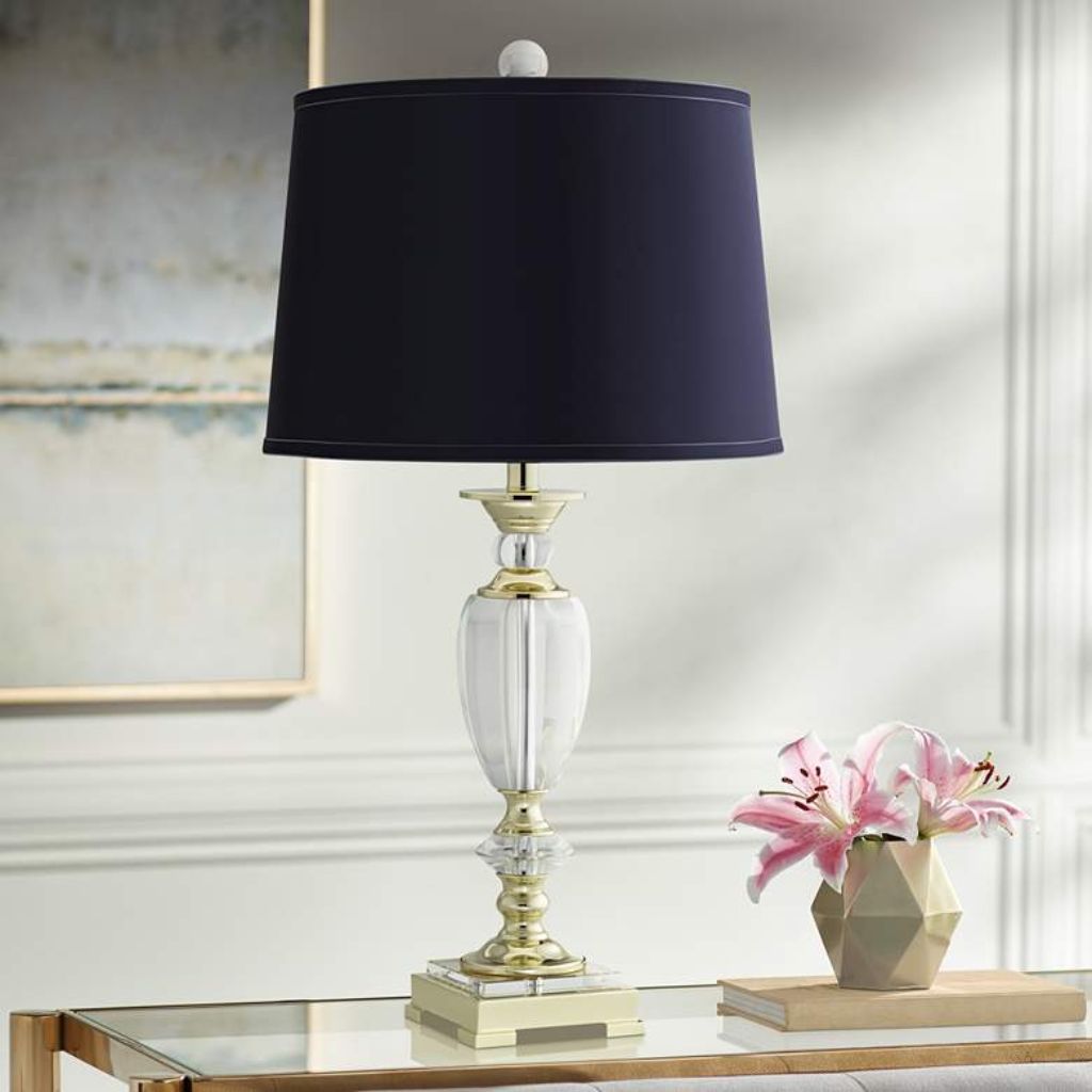 1 CRYSTAL TABLE LAMP WITH NAVY SHADE