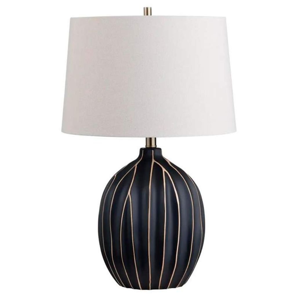 1 HIGH STRIPED CERAMIC TABLE LAMP