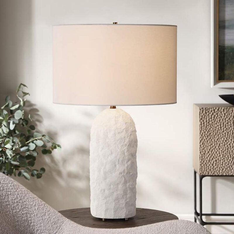 WHITE SANDSTONE FINISH WHITE TABLE LAMP
