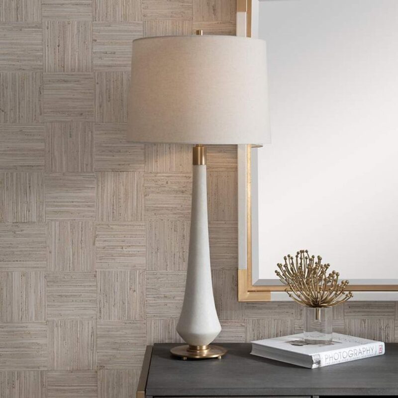 MODERN IVORY STONE BUFFET TABLE LAMP