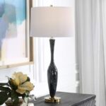 DARK NAVY BLUE CERAMIC TABLE LAMP