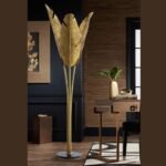 TROPICAL VINTAGE BRASS METAL FLOOR LAMP