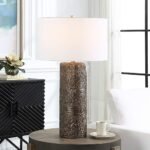 MODERN AGED BRONZE CERAMIC TABLE LAMP