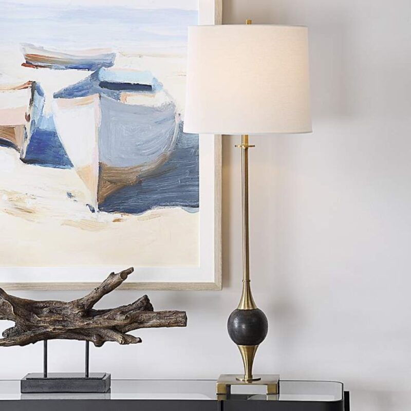 PLATED BRASS BUFFET TABLE LAMP