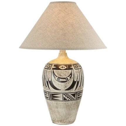 RUSTIC SAND FINISH TALL VASE LED TABLE LAMP