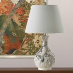 CERAMIC JAR WHITE AND PLATINUM TABLE LAMP