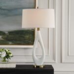 WHITE RICE STONE TABLE LAMP