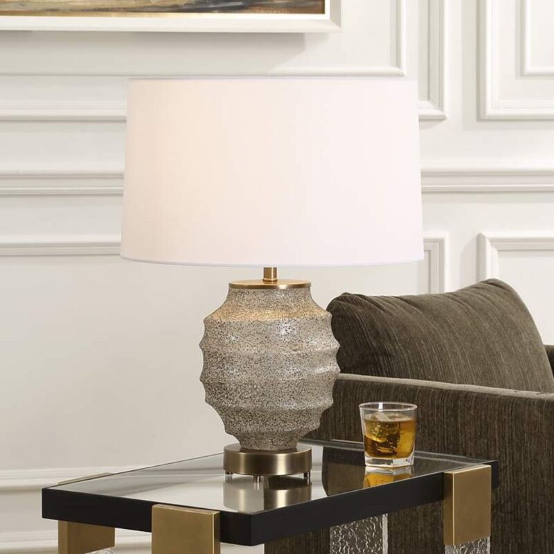 RIBBED GLASS TABLE LAMP
