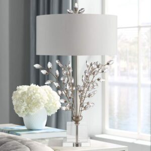SILVER LEAF AND CRYSTAL LAMP