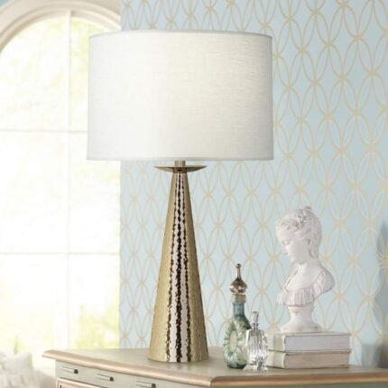 MODERN BRASS COLUMN TABLE LAMP