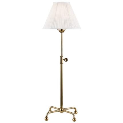 ADJUSTABLE HEIGHT AGED BRASS TABLE LAMP