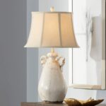 IVORY CERAMIC TABLE LAMP WITH USB DIMMER