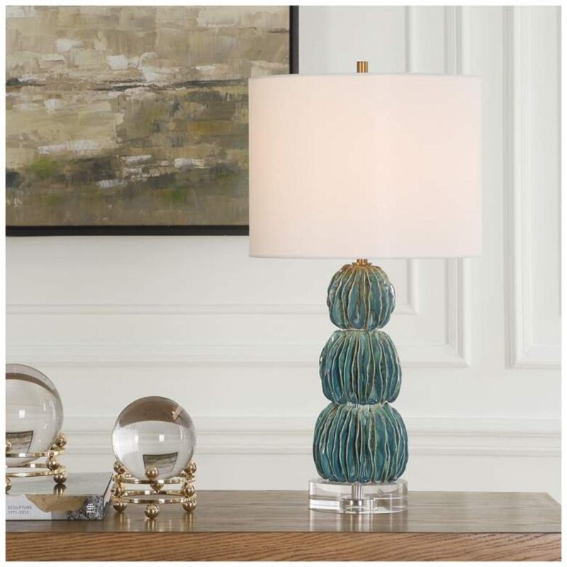 TEAL CERAMIC TABLE LAMP