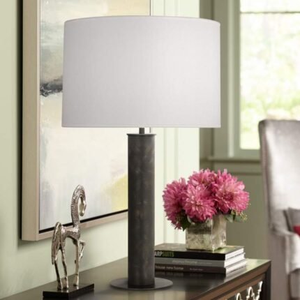 DEEP PATINA BRONZE COLUMN TABLE LAMP