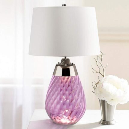 PLUM ART GLASS SMALL TABLE LAMP