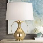 BRASS METAL 2 HANDLE JUG TABLE LAMP