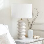 MODERN COASTAL WHITE WOOD TABLE LAMP