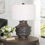 TIMBER BLACK WOOD GRAIN ACCENT TABLE LAMP