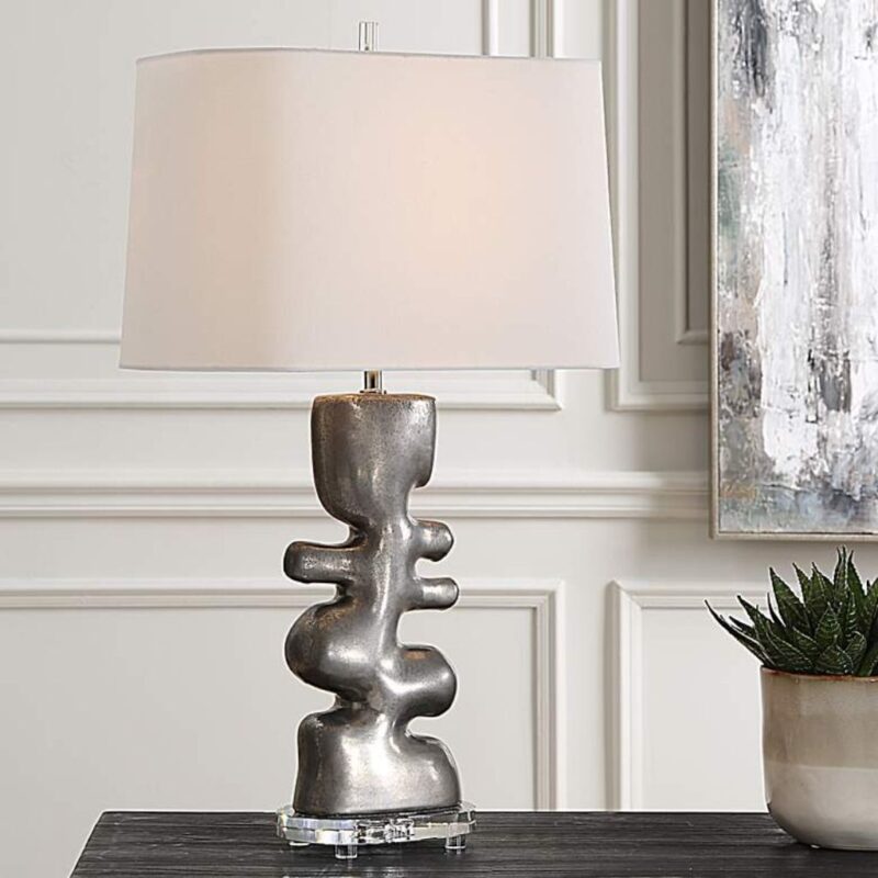FREE FLOWING SILVER TABLE LAMP
