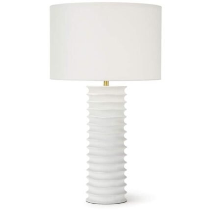 MODERN WHITE METAL COLUMN TABLE LAMP