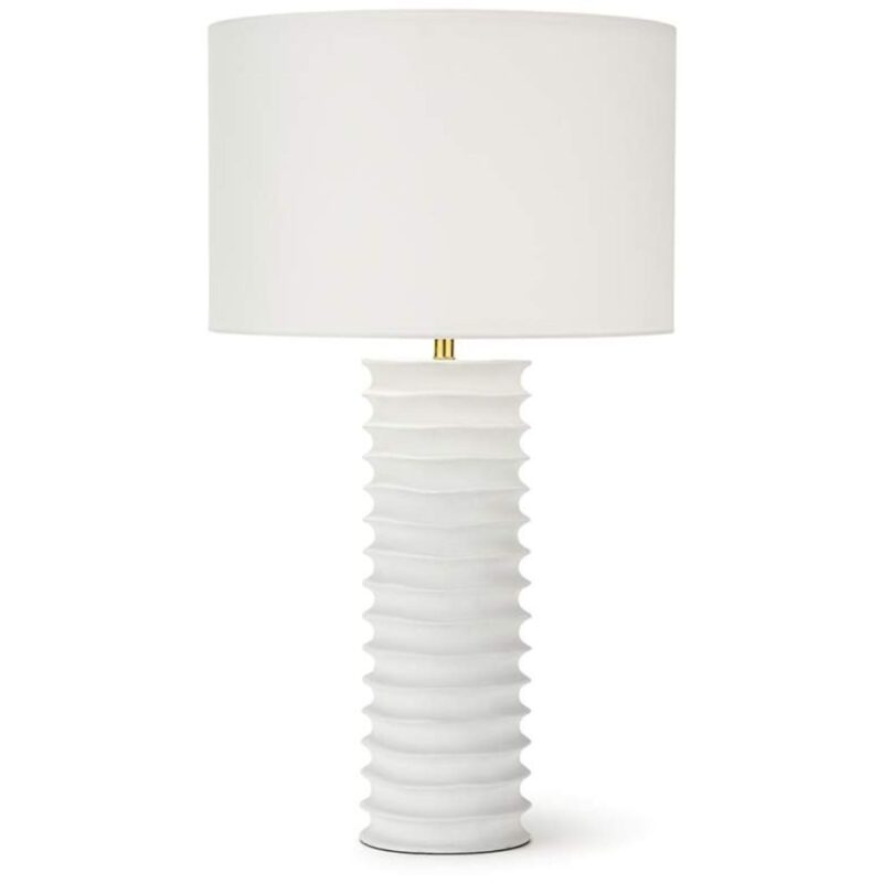 MODERN WHITE METAL COLUMN TABLE LAMP