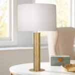 MODERN BRASS METAL COLUMN TABLE LAMP