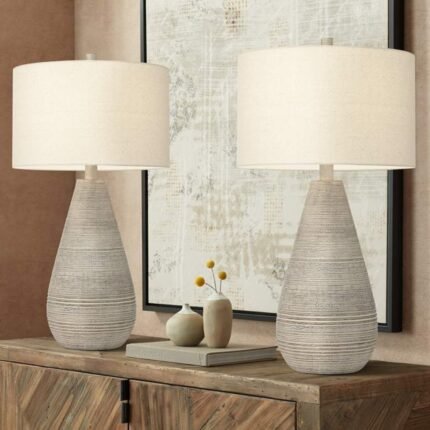 JULIO NATURAL GRAY VASE TABLE LAMP