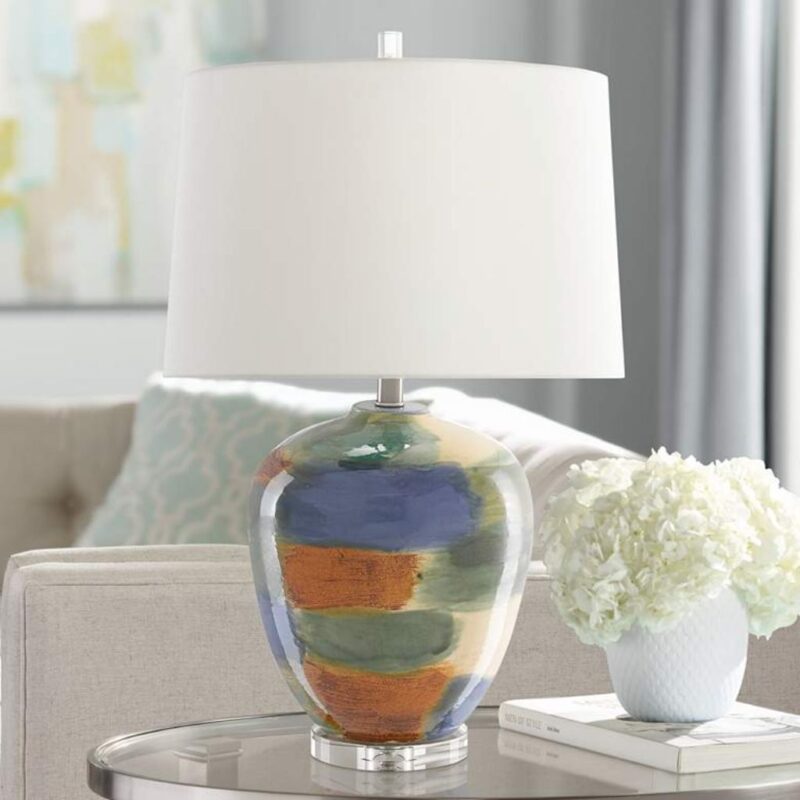 RAINBOW MULTI COLOR PORCELAIN TABLE LAMP